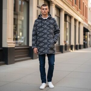 Levi's‎ Men's Geometric Pattern Hooded Coat Jacket XL Made in India